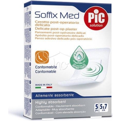 Pic Solution Soffix Med Post-op plaster με Αντιβακτηριδιακή δράση 5x7cm 5τμχ
