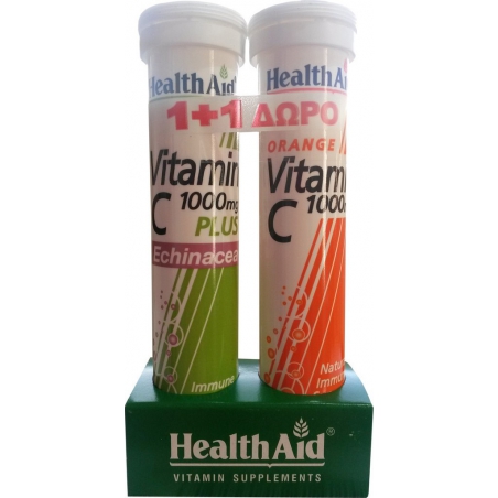 HealthAid Vitamin C 1000mg Plus Echinacea + Vitamin C 1000mg 20+20 αναβράζοντα δισκία