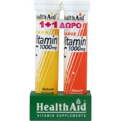 HealthAid Vitamin C 1000mg Λεμόνι + Vitamin C 1000mg Πορτοκάλι 2 x 20 αναβράζοντα δισκία
