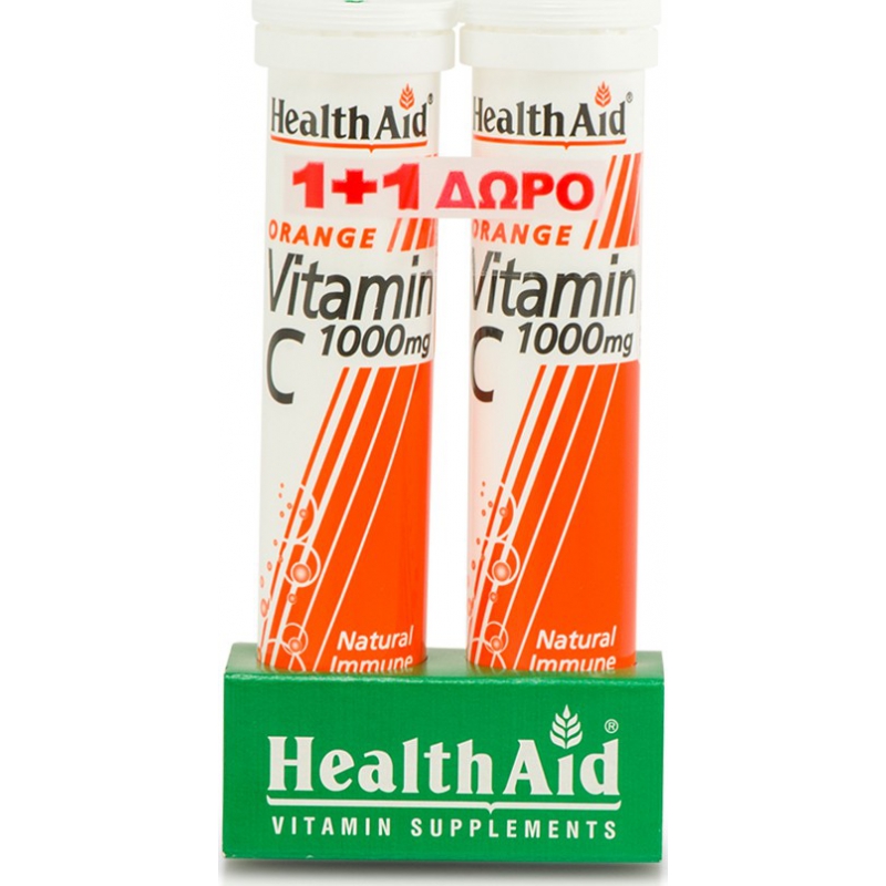 HealthAid Vitamin C 1000mg 2 x 20 αναβράζοντα δισκία Πορτοκάλι