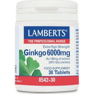 Lamberts Ginkgo Biloba 6000mg 30 ταμπλέτες