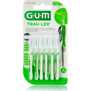 GUM 1414 Trav-ler Interdental Brush - Μεσοδόντιο Βουρτσάκι 1.1mm Πράσινο 6 τμχ