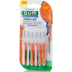 GUM 1412 Trav-ler Interdental Brush - Μεσοδόντιο Βουρτσάκι 0.9mm Πορτοκαλί 6 τμχ