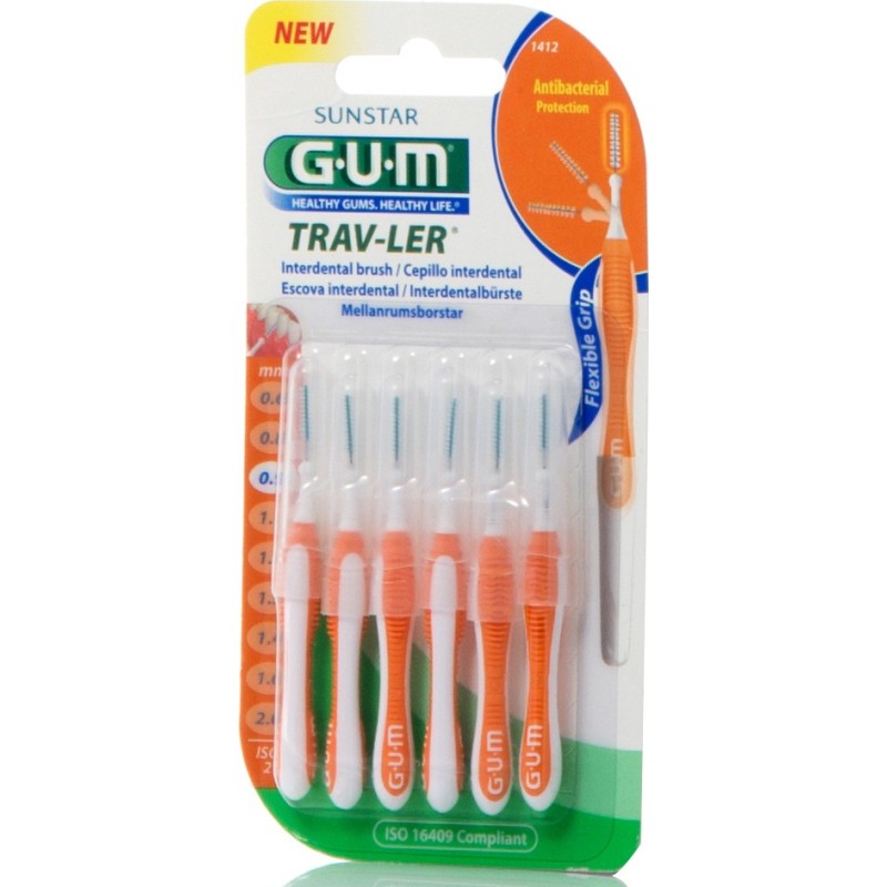 GUM 1412 Trav-ler Interdental Brush - Μεσοδόντιο Βουρτσάκι 0.9mm Πορτοκαλί 6 τμχ GUM 1412 Trav-ler Interdental Brush - Μεσοδόντιο Βουρτσάκι 0.9mm Πορτοκαλί 6 τμχ
