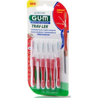 GUM 1314 Trav-ler Interdental Brush - Μεσοδόντιο Βουρτσάκι 0.8mm Κόκκινο 6 τμχ