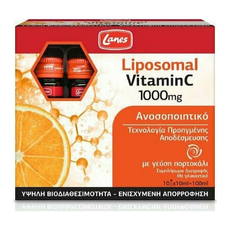 LANES Liposomal Vitamin C 1000mg Συμπλήρωμα Διατροφής για το Ανοσοποιητικό 10x10ml