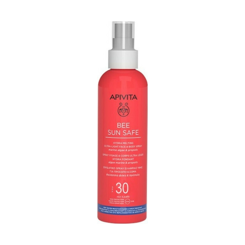 Apivita Bee Sun Safe Hydra Melting Spray Ενυδατικό Αντιηλιακό Προσώπου Σώματος με Θαλάσσια Φύκη & Πρόπολη SPF30 200ml