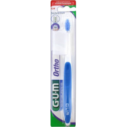 GUM 124 Ortho Toothbrush Ορθοδοντική Οδοντόβουρτσα μπλε 1τμχ