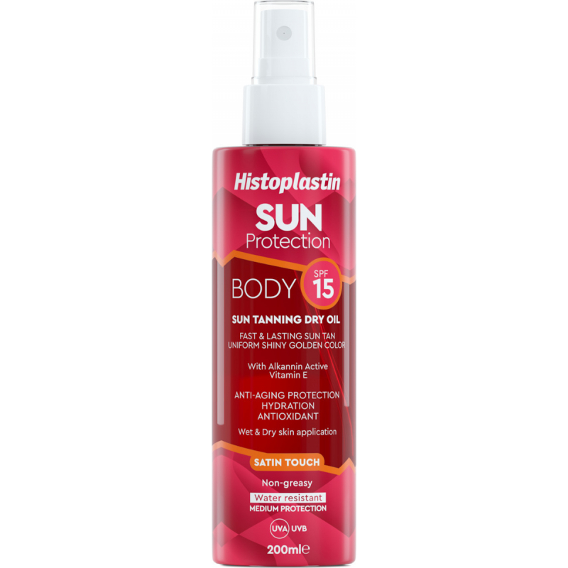 Heremco Histoplastin Sun Protection Tanning Dry Oil Body Satin Touch 15SPF 200ml