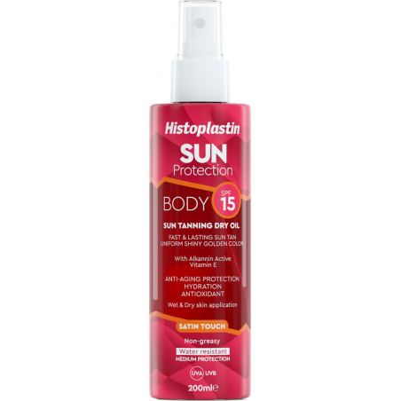 Heremco Histoplastin Sun Protection Tanning Dry Oil Body Satin Touch 15SPF 200ml