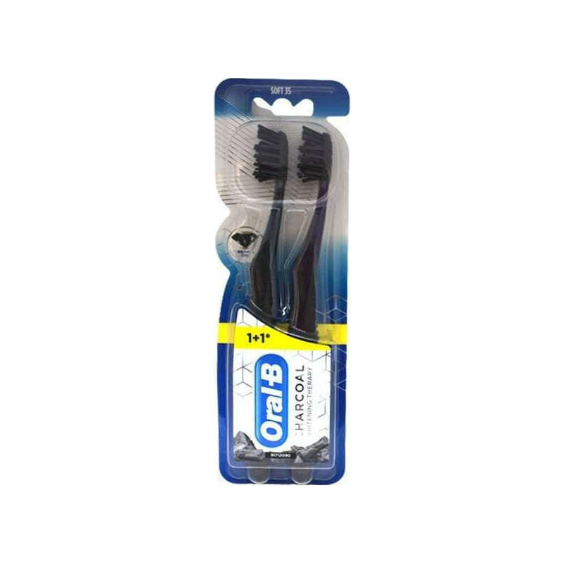 Oral-B Charcoal Whitening Therapy 1+1 Soft Μωβ - Μπλε