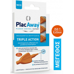 PlacAway Triple Action Μεσοδόντια Βουρτσάκια 0.45mm σε χρώμα Πορτοκαλί 6τμχ