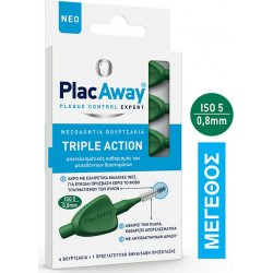 PlacAway Triple Action Μεσοδόντια Βουρτσάκια 0.8mm σε χρώμα Πράσινο 6τμχ