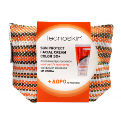 Tecnoskin Sun Protect Facial Cream 50+ Σετ με Αντηλιακή Κρέμα Προσώπου Με Χρώμα & Νεσεσέρ