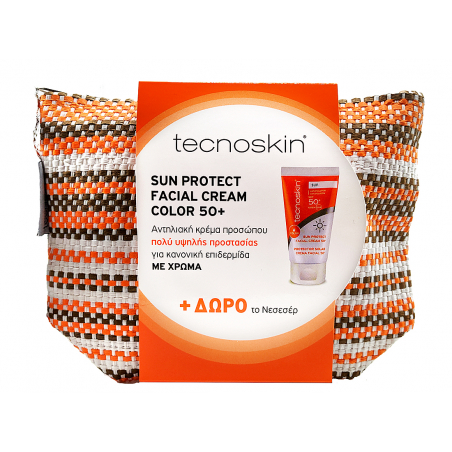 Tecnoskin Sun Protect Facial Cream 50+ Σετ με Αντηλιακή Κρέμα Προσώπου Με Χρώμα & Νεσεσέρ
