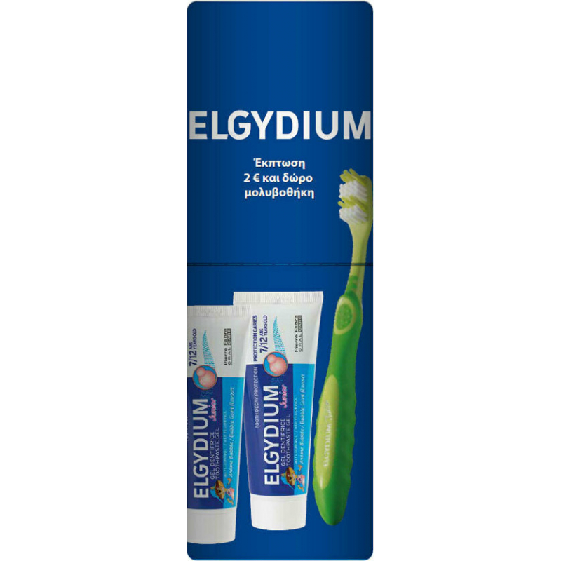 Elgydium Οδοντόκρεμα Junior Promo Pack 50ml με Γεύση Τσιχλόφουσκα από 7 χρονών και άνω