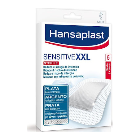 Hansaplast Αποστειρωμένα Αυτοκόλλητα Επιθέματα Med Sensitive XXL 10x8cm 5τμχ