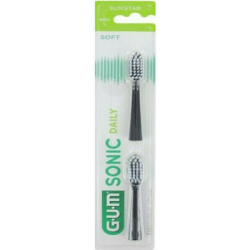 GUM Sonic Daily Soft 4110 Ανταλλακτικές Κεφαλές για Ηλεκτρική Οδοντόβουρτσα Μαύρο 2τμχ Soft