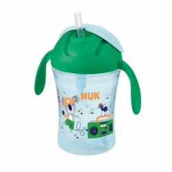 Nuk Παιδικό Ποτηράκι Πλαστικό με Λαβές και Καλαμάκι "Motion Cup" Πράσινο 230ml για 8m+