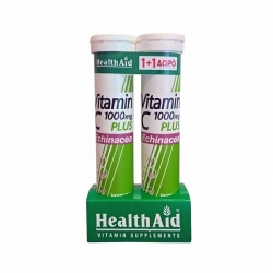 Health Aid Vitamin C Plus Echinacea 1000mg Λεμόνι 2x20 αναβράζοντα δισκία 5