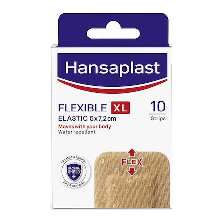 Hansaplast Flexible XL Elastic 5x7,2cm, Αδιάβροχα & Εύκαμπτα Επιθέματα x10 Τεμάχια