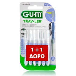 GUM Trav-ler 1312 Μεσοδόντια Βουρτσάκια 0.6mm σε χρώμα Μωβ 6τμχ 1+1 δώρο
