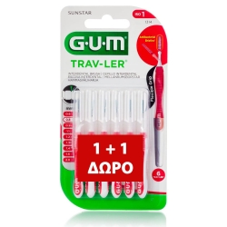 GUM 1314 Trav-ler Interdental Brush - Μεσοδόντιο Βουρτσάκι 0.8mm Κόκκινο 6 τμχ 1+1 δώρο
