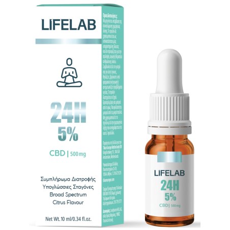 Lifelab 24H 5% CBD 500mg, Υπογλώσσιες Σταγόνες 10ml