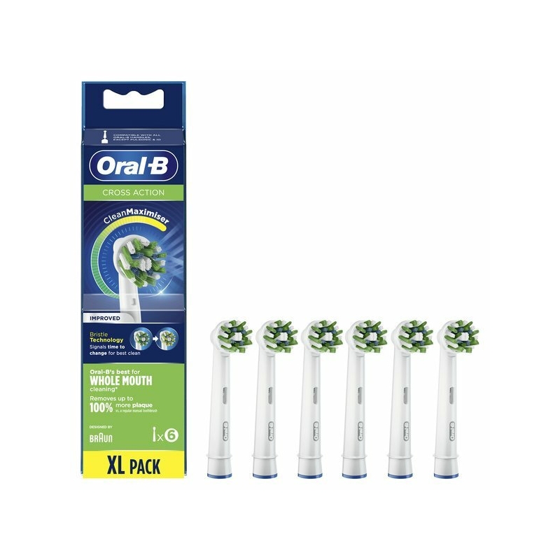 Oral-B Cross Action XL Pack Ανταλλακτικές Κεφαλές Άσπρες 6τμχ