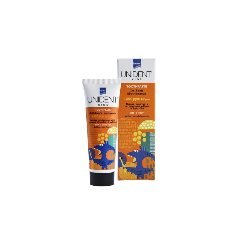 Intermed Οδοντόκρεμα Unident 50ml 1000 ppm με Γεύση Τσιχλόφουσκα για 2+ χρονών 50mL Intermed Οδοντόκρεμα Unident 50ml 1000 ppm με Γεύση Τσιχλόφουσκα για 2+ χρονών 50mL