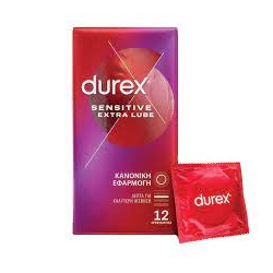 Durex Sensitive Extra Lube για Κανονική Εφαρμογή 12 τεμ
