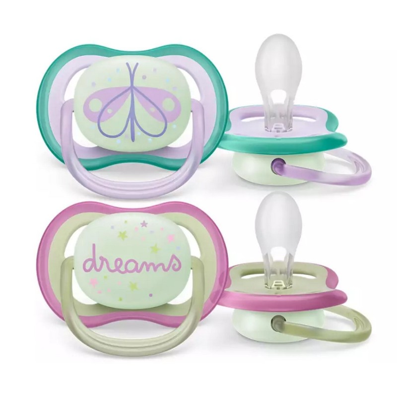 Philips AVENT Πιπίλες Σιλικόνης Νυκτός Air για 0-6 μηνών Πεταλούδα/Dreams 2τμχ SCF376/19 Philips AVENT Πιπίλες Σιλικόνης Νυκτός Air για 0-6 μηνών Πεταλούδα/Dreams 2τμχ SCF376/19