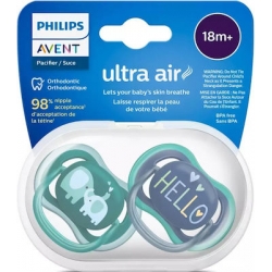 Philips Avent Ορθοδοντικές Πιπίλες Σιλικόνης Ultra Air για 18+ μηνών 2τμχ scf 349/18