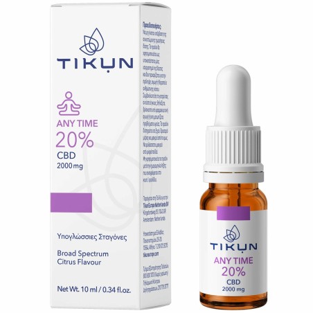 Tikun Any Time Έλαιο Κάνναβης σε Σταγόνες 2000mg με 20% CBD με Γεύση Citrus 10ml