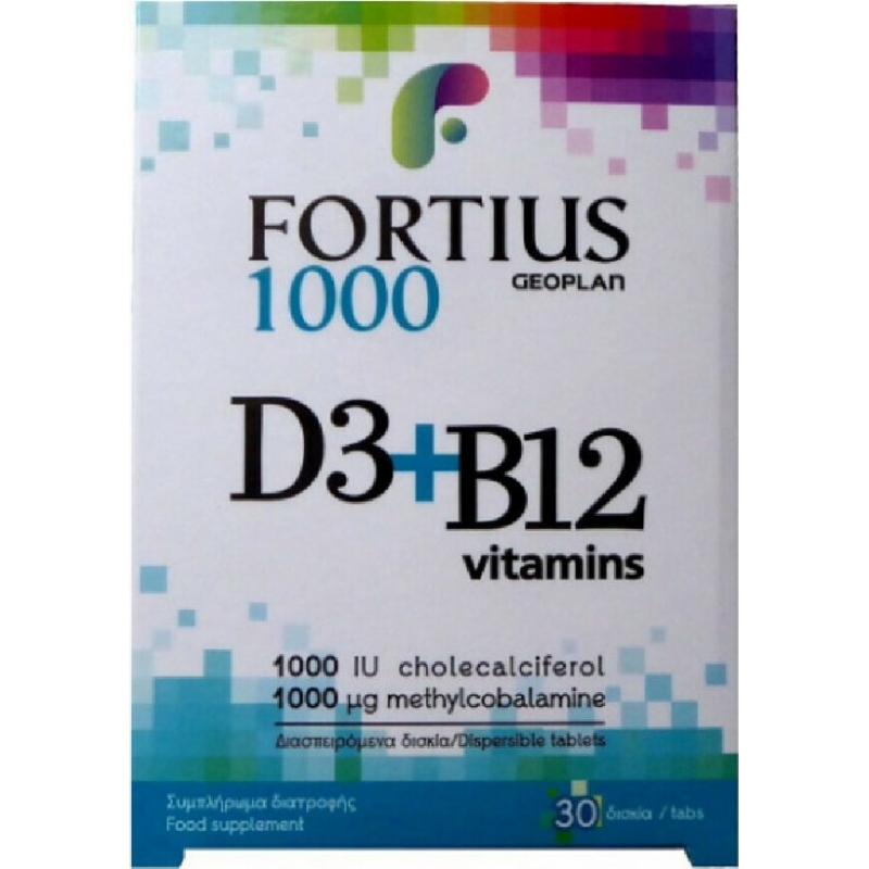 Geoplan Nutraceuticals Fortius 1000 D3 & B12 Vitamins 30 ταμπλέτες