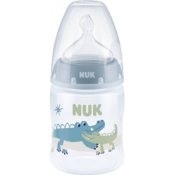 Nuk Πλαστικό Μπιμπερό First Choice Plus Κατά των Κολικών με Θηλή Σιλικόνης 150ml για 0-6 μηνών Γκρι Κροκόδειλος
