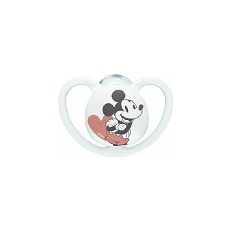 Nuk Ορθοδοντική Πιπίλα Σιλικόνης για 6-18 μηνών Space Mickey & Minnie με Θήκη Λευκό