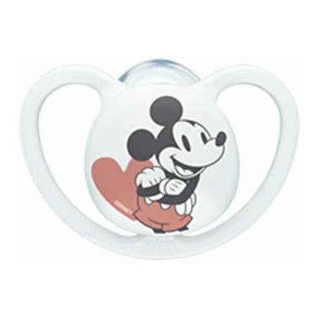 Nuk Ορθοδοντική Πιπίλα Σιλικόνης για 6-18 μηνών Space Mickey & Minnie με Θήκη Λευκό