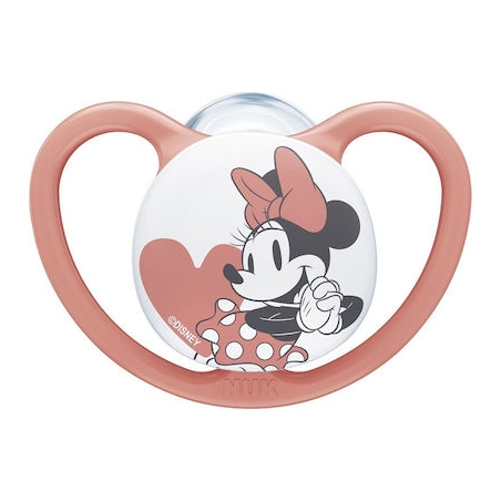 Nuk Ορθοδοντική Πιπίλα Σιλικόνης για 18-36 μηνών Space Mickey & Minnie με Θήκη Ροζ