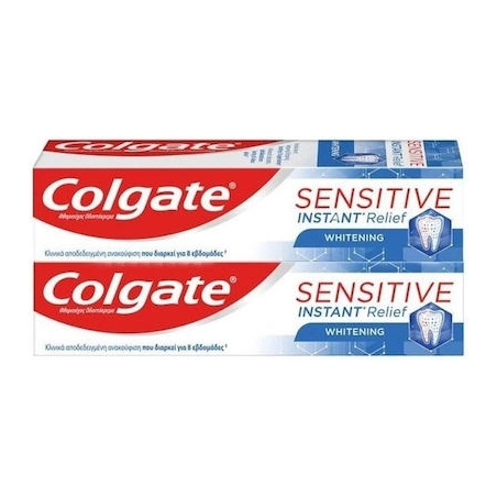 Colgate Sensitive Instant Relief Whitening Οδοντόκρεμα για Ευαίσθητα Δόντια & Λεύκανση 2x75ml