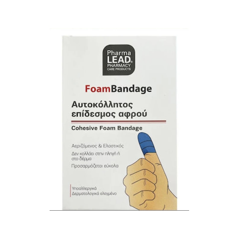 PharmaLead Foam Bandage Αυτοκόλλητος Επίδεσμος Αφρού Μπλε 6cm x 1m 1τμχ