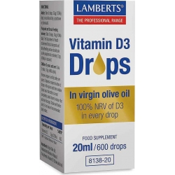 Lamberts Vitamin D3 Drops Συμπλήρωμα Διατροφής Βιταμίνης D3 20ml / 600 Drops