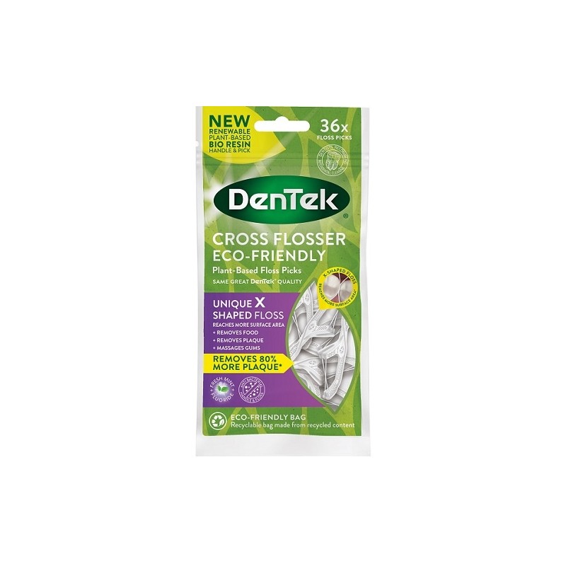 DenTek Cross Flosser Eco-Friendly Plant-Based "Unique X Shaped" Floss Picks 36τμχ DenTek Cross Flosser Eco-Friendly Plant-Based "Unique X Shaped" Floss Picks 36τμχ
