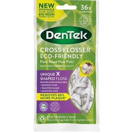DenTek Cross Flosser Eco-Friendly Plant-Based "Unique X Shaped" Floss Picks 36τμχ