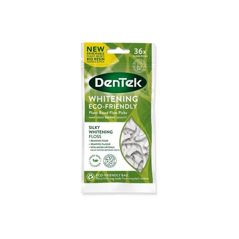 DenTek Whitening Eco-Friendly Plant-Based "Silky Whitening Floss" Floss Picks 36τμχ DenTek Whitening Eco-Friendly Plant-Based "Silky Whitening Floss" Floss Picks 36τμχ
