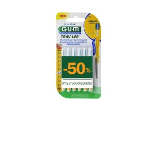 GUM 1514 Trav-ler Interdental Brush - Μεσοδόντιο Βουρτσάκι 1.3mm Κίτρινο 6 τμχ 2x6τεμ