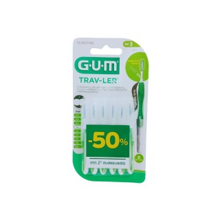 GUM 1414 Trav-ler Interdental Brush - Μεσοδόντιο Βουρτσάκι 1.1mm Πράσινο 2x6 τμχ