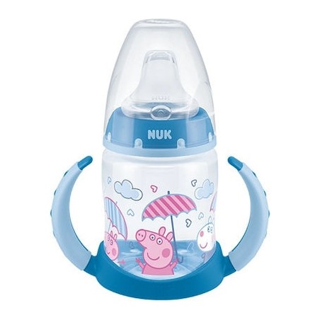 Nuk First Choice Peppa Pig Εκπαιδευτικό Μπιμπερό Σιλικόνης με Λαβές Μπλε 150ml