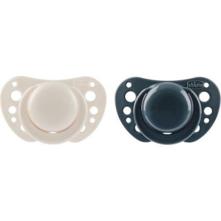 CHICCO - Physio Air Πιπίλα Σιλικόνης 6-16m+ Μπεζ - Γκρι Μπλε 2τμχ