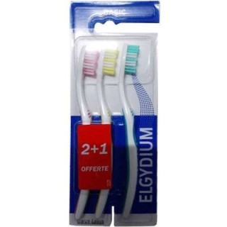 Elgydium Basic Οδοντόβουρτσα Medium Ροζ / Κίτρινη / Πράσινη 3τμχ